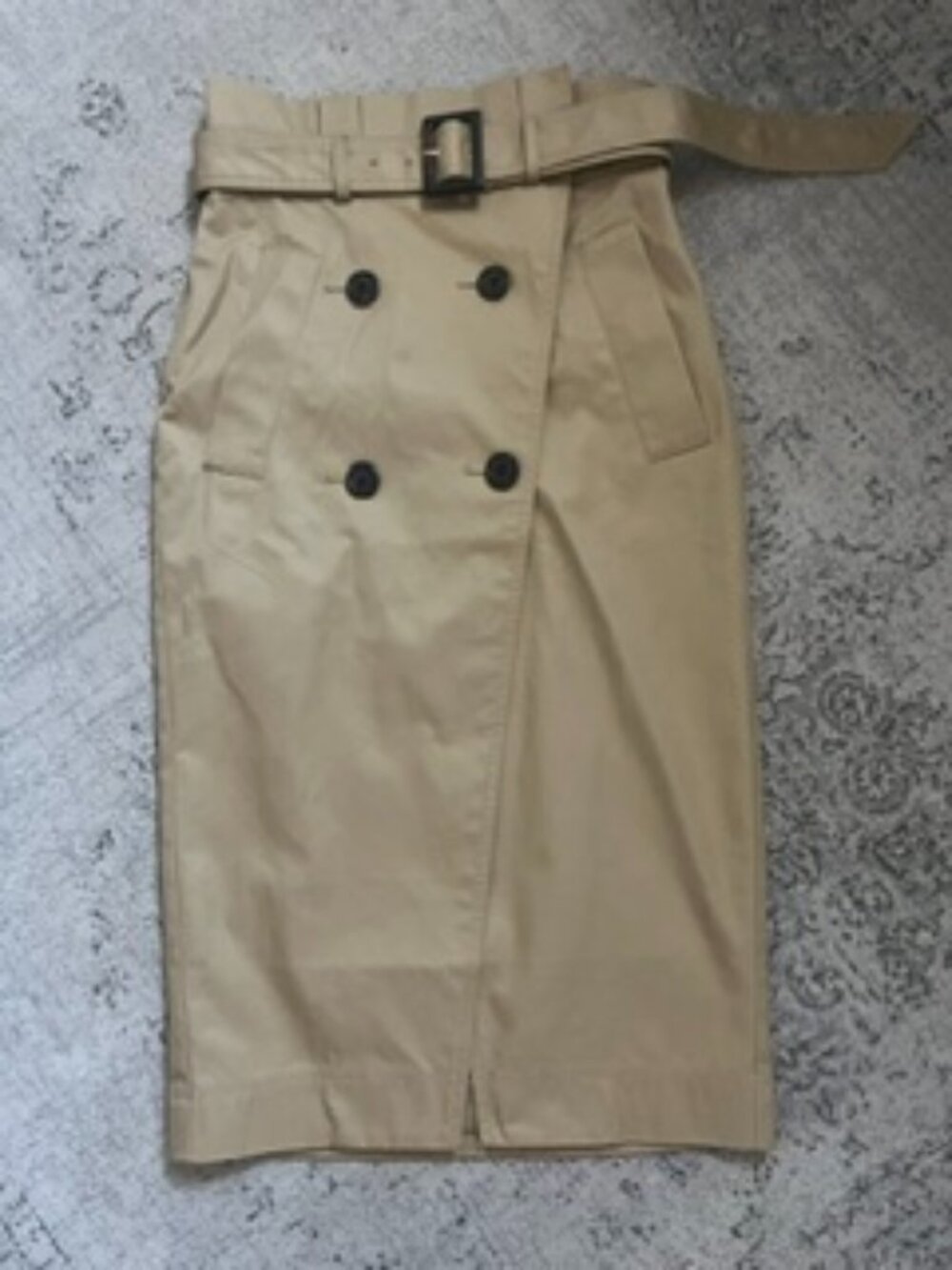 NWOT LOFT Tan Double-Breasted Pencil Skirt with Adjustable Belt Women's 0P